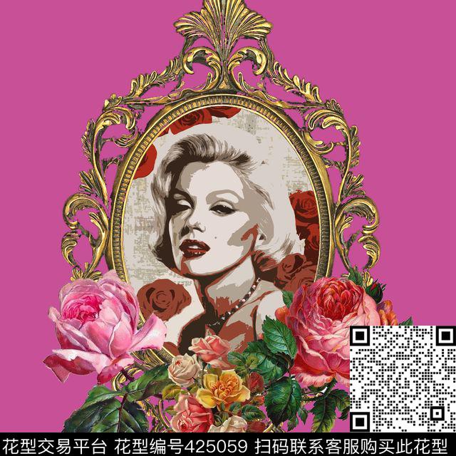 定位花卉玛丽莲梦露数码印花华亿平台下载（图片编号: 425059） - 瓦栏（Walan）
