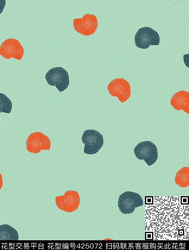 海螺清新自然传统印花华亿平台下载（图片编号: 425072） - 瓦栏（Walan）