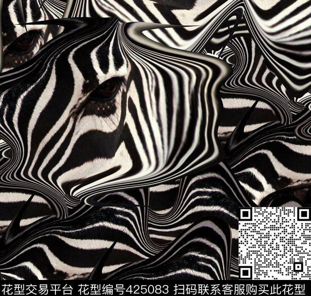 斑马纹潮流丛林混搭数码印花华亿平台下载（图片编号: 425083） - 瓦栏（Walan）