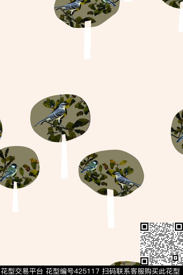 典雅花鸟中国风传统印花华亿平台下载（图片编号: 425117） - 瓦栏（Walan）