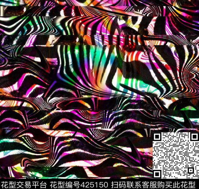 丛林混搭斑马纹时尚数码印花华亿平台下载（图片编号: 425150） - 瓦栏（Walan）