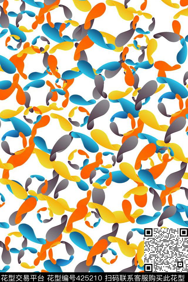 抽象炫彩卡通数码印花华亿平台下载（图片编号: 425210） - 瓦栏（Walan）