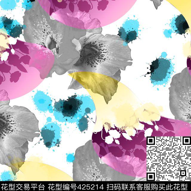抽象花瓣花卉数码印花华亿平台下载（图片编号: 425214） - 瓦栏（Walan）