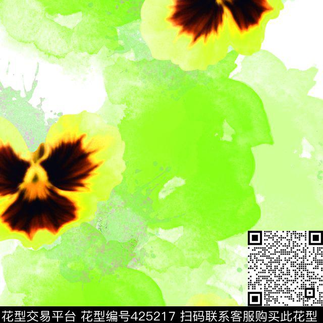 抽象花瓣花卉传统印花华亿平台下载（图片编号: 425217） - 瓦栏（Walan）