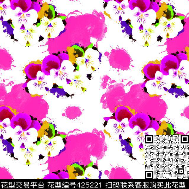 抽象花瓣花卉传统印花华亿平台下载（图片编号: 425221） - 瓦栏（Walan）