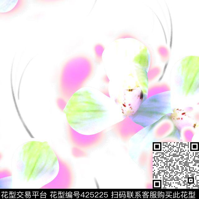 抽象花瓣水彩数码印花华亿平台下载（图片编号: 425225） - 瓦栏（Walan）