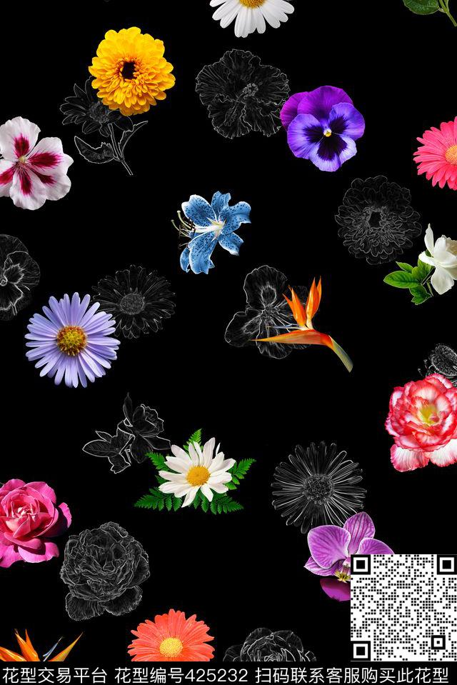 热带异国手绘数码印花华亿平台下载（图片编号: 425232） - 瓦栏（Walan）