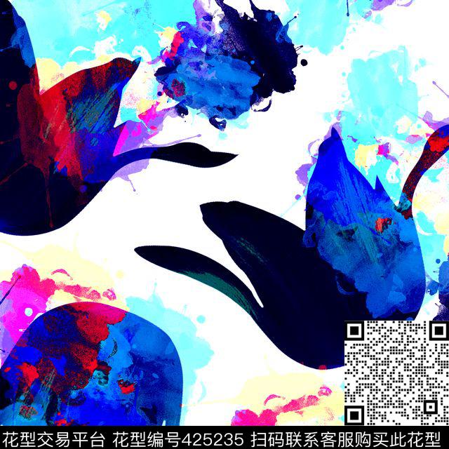 花瓣花卉涂鸦数码印花华亿平台下载（图片编号: 425235） - 瓦栏（Walan）