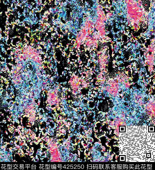 椭圆小圆点黑底数码印花华亿平台下载（图片编号: 425250） - 瓦栏（Walan）