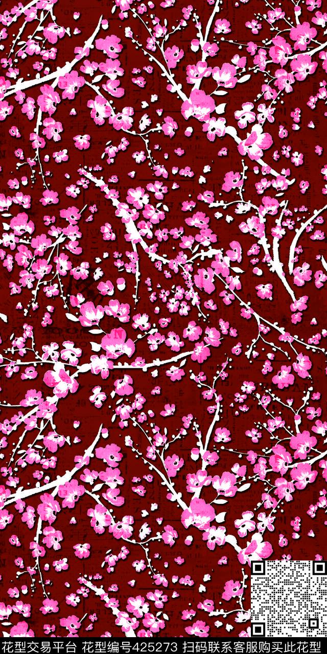 潮流时尚复古底纹花卉传统印花华亿平台下载（图片编号: 425273） - 瓦栏（Walan）