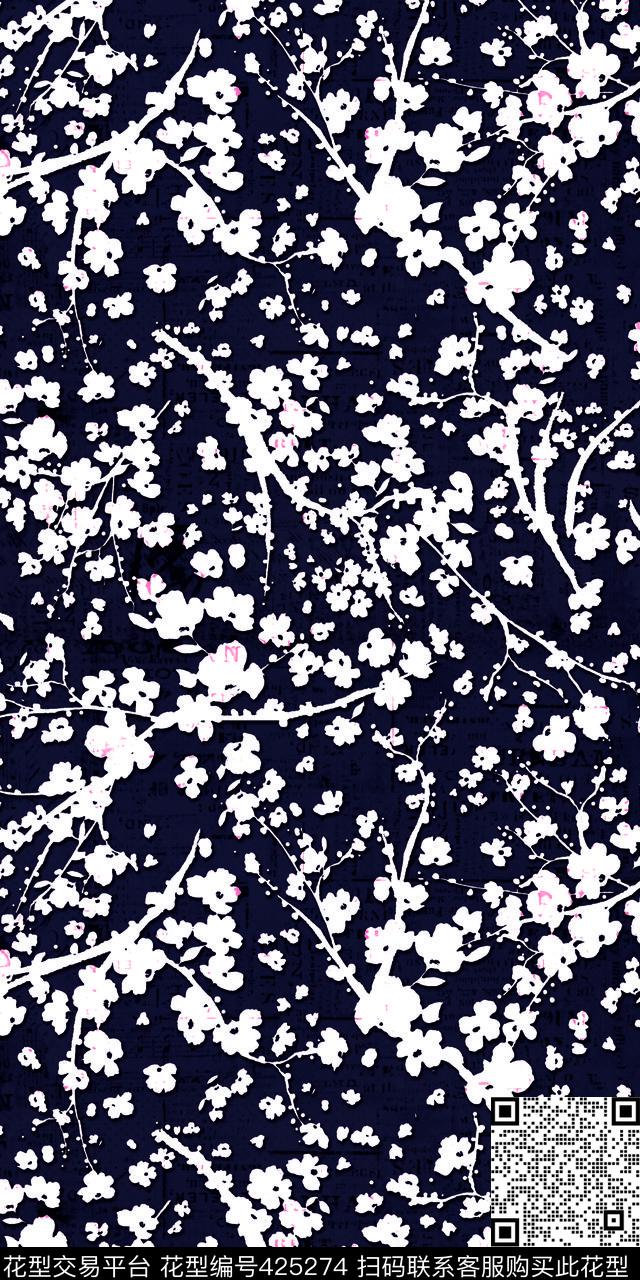 潮流时尚花卉复古底纹数码印花华亿平台下载（图片编号: 425274） - 瓦栏（Walan）