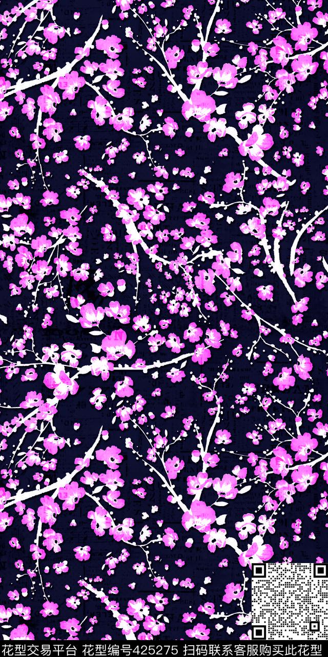 潮流时尚花卉复古底纹数码印花华亿平台下载（图片编号: 425275） - 瓦栏（Walan）