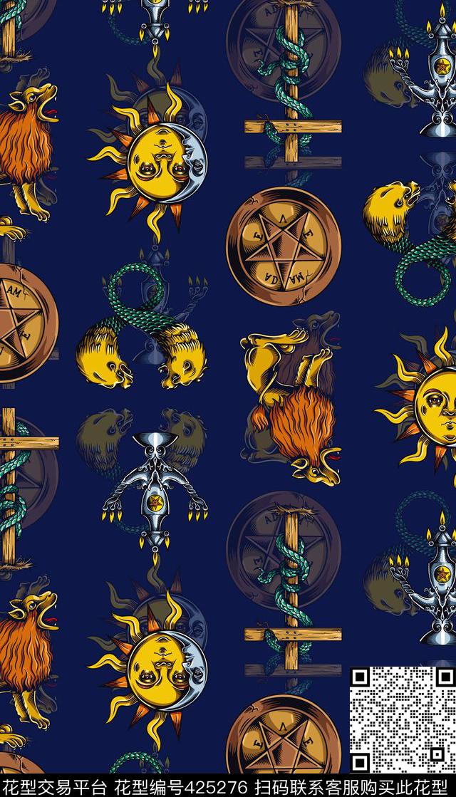 复古元素个性流行时尚传统印花华亿平台下载（图片编号: 425276） - 瓦栏（Walan）