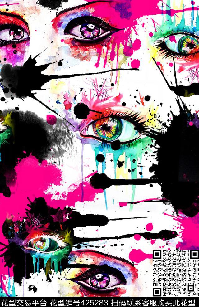 笔触波普风涂鸦传统印花华亿平台下载（图片编号: 425283） - 瓦栏（Walan）