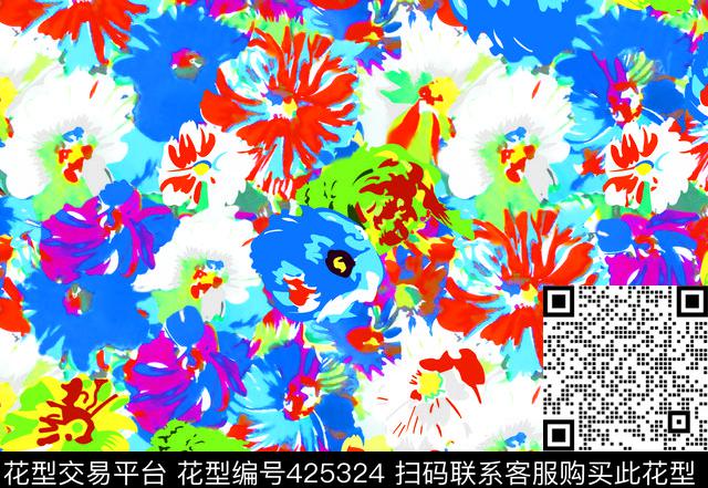 花循环艺术花传统印花华亿平台下载（图片编号: 425324） - 瓦栏（Walan）