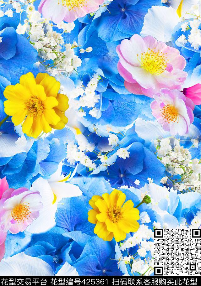 幻彩花朵碎花数码印花华亿平台下载（图片编号: 425361） - 瓦栏（Walan）