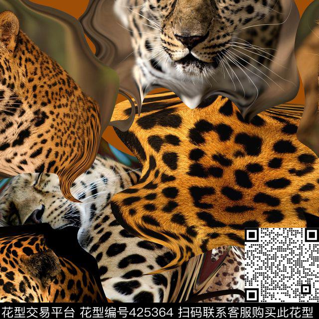 丛林混搭斑马纹动物数码印花华亿平台下载（图片编号: 425364） - 瓦栏（Walan）