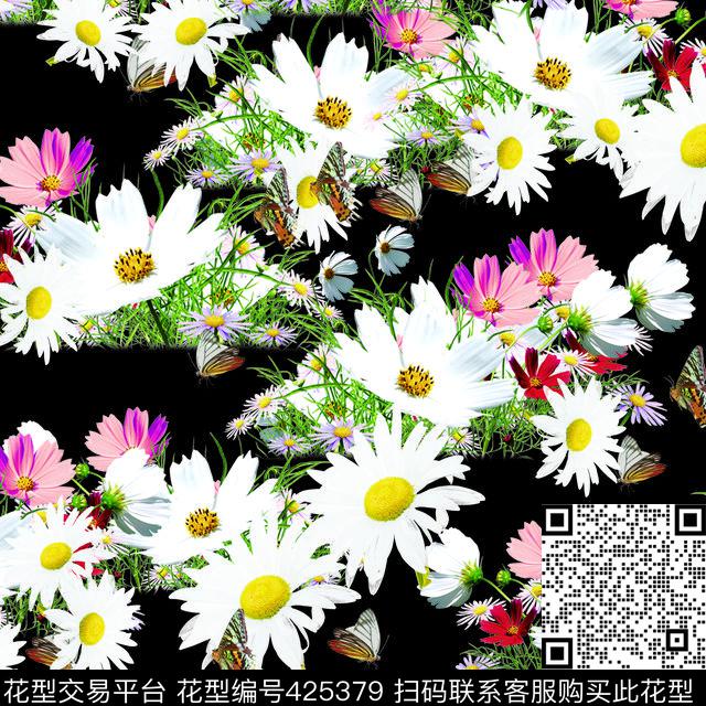 白色碎花循环数码印花华亿平台下载（图片编号: 425379） - 瓦栏（Walan）