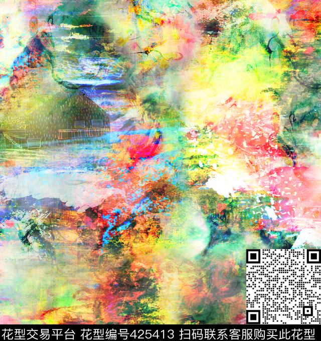 抽象服装睡衣数码印花华亿平台下载（图片编号: 425413） - 瓦栏（Walan）