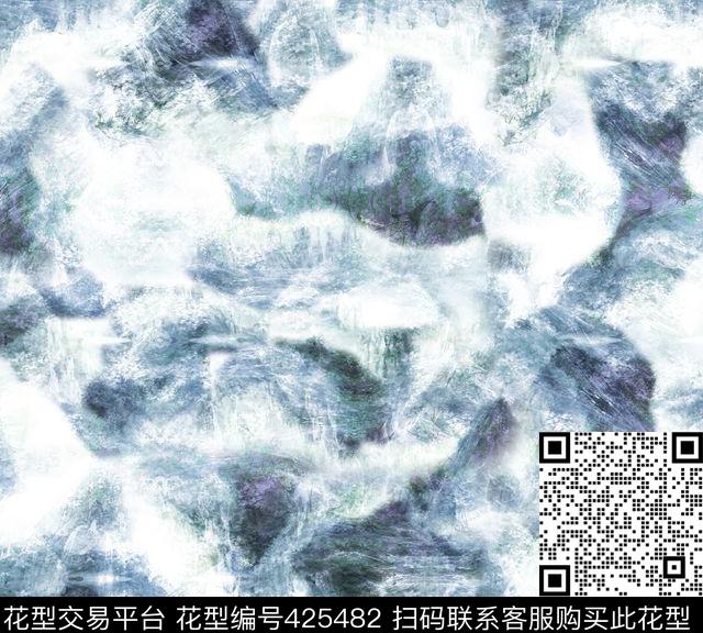 抽象乱纹山水图数码印花华亿平台下载（图片编号: 425482） - 瓦栏（Walan）