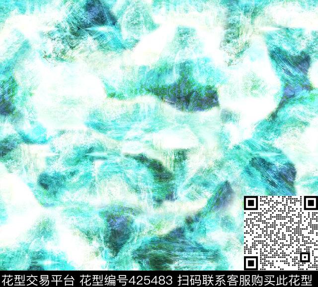 抽象乱纹山水图数码印花华亿平台下载（图片编号: 425483） - 瓦栏（Walan）