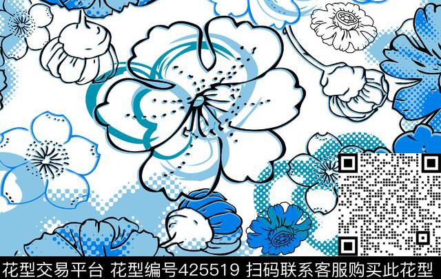 流行时尚花夲清新传统印花华亿平台下载（图片编号: 425519） - 瓦栏（Walan）