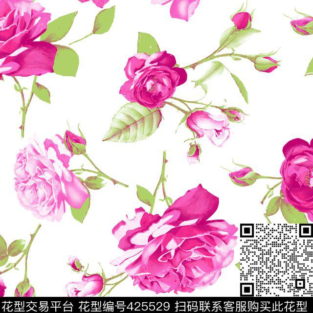 流行时尚花夲甜美传统印花华亿平台下载（图片编号: 425529） - 瓦栏（Walan）