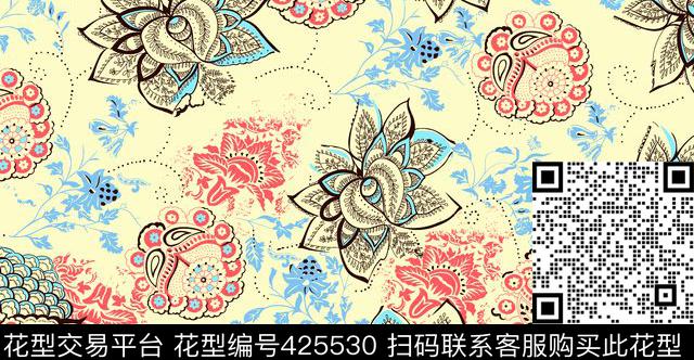 欧式风格复古花夲传统印花华亿平台下载（图片编号: 425530） - 瓦栏（Walan）