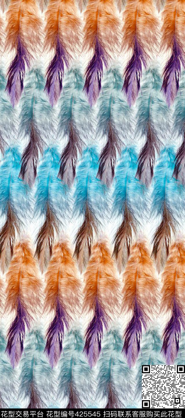 羽毛渐变条纹感数码印花华亿平台下载（图片编号: 425545） - 瓦栏（Walan）