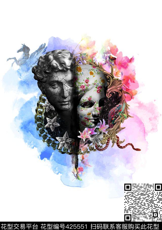 变色龙创意飞马数码印花华亿平台下载（图片编号: 425551） - 瓦栏（Walan）