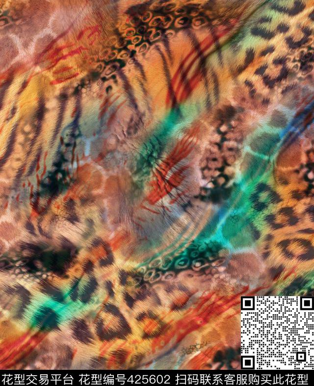 丛林混搭抽象动物皮毛纹数码印花华亿平台下载（图片编号: 425602） - 瓦栏（Walan）