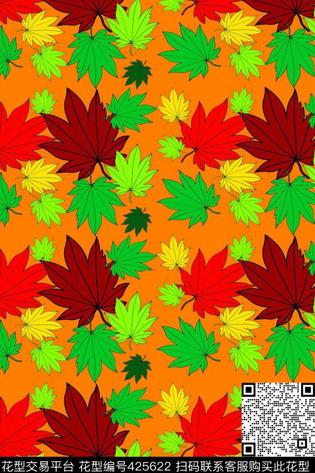 简笔画色彩枫叶男女装传统印花华亿平台下载（图片编号: 425622） - 瓦栏（Walan）