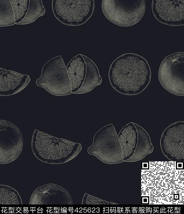 文艺水果柑橘数码印花华亿平台下载（图片编号: 425623） - 瓦栏（Walan）