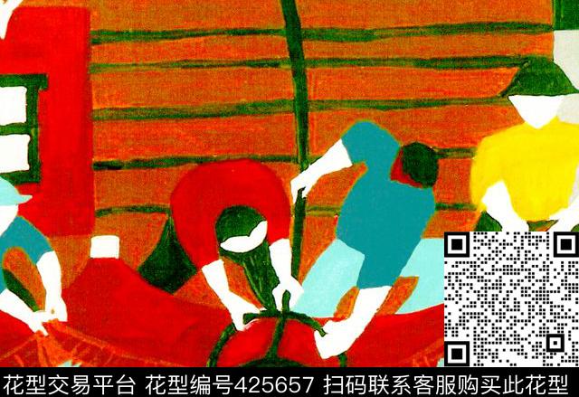 风土人情手绘艳丽个性特色传统印花华亿平台下载（图片编号: 425657） - 瓦栏（Walan）