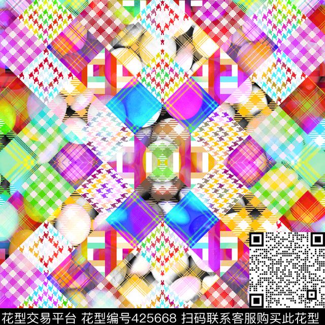 几何格子数码数码印花华亿平台下载（图片编号: 425668） - 瓦栏（Walan）