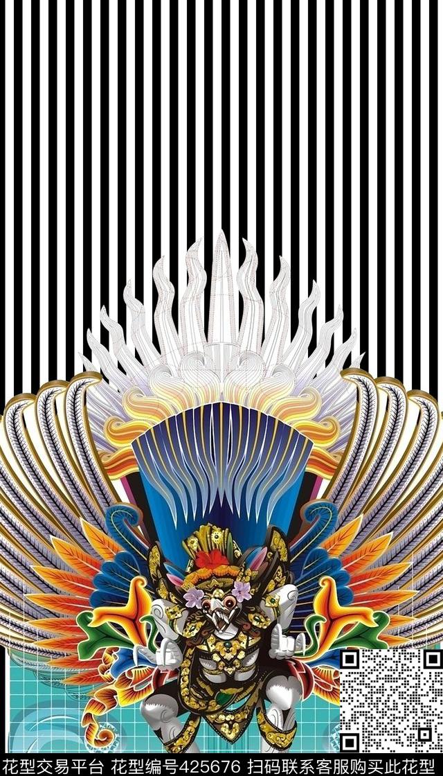 抽象抽象动物条纹数码印花华亿平台下载（图片编号: 425676） - 瓦栏（Walan）