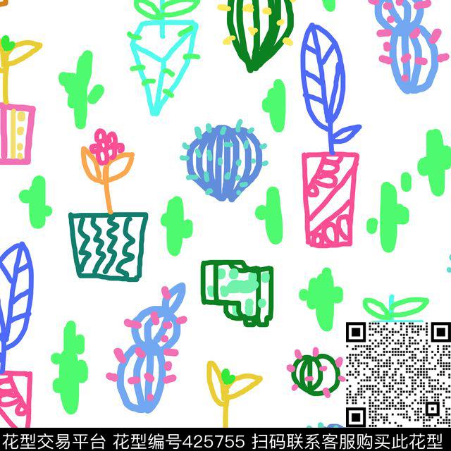 可爱清新华亿平台手绘传统印花华亿平台下载（图片编号: 425755） - 瓦栏（Walan）