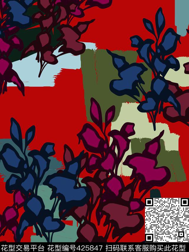 复古花卉文艺传统印花华亿平台下载（图片编号: 425847） - 瓦栏（Walan）
