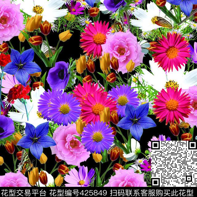 上下循环碎花循环数码印花华亿平台下载（图片编号: 425849） - 瓦栏（Walan）