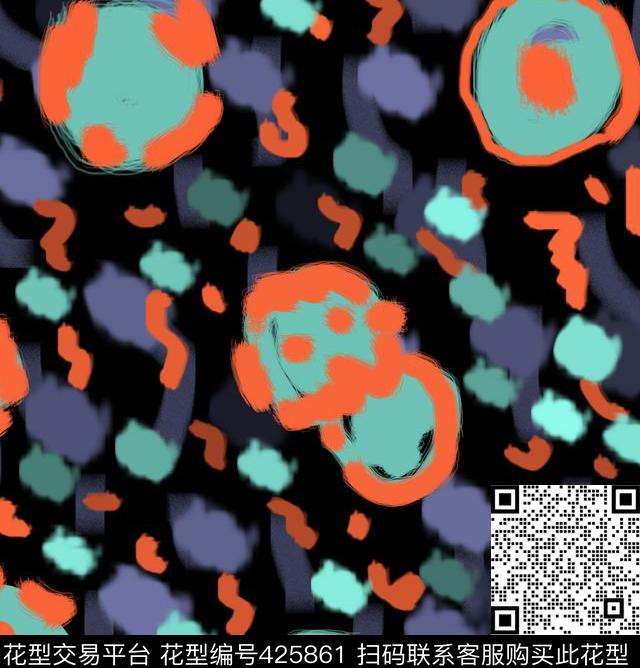 抽象风格化花朵传统印花华亿平台下载（图片编号: 425861） - 瓦栏（Walan）