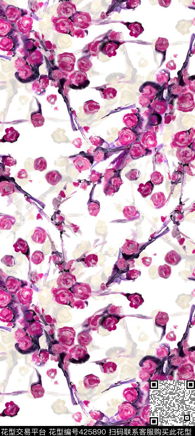 抽象流行时尚时尚花卉数码印花华亿平台下载（图片编号: 425890） - 瓦栏（Walan）