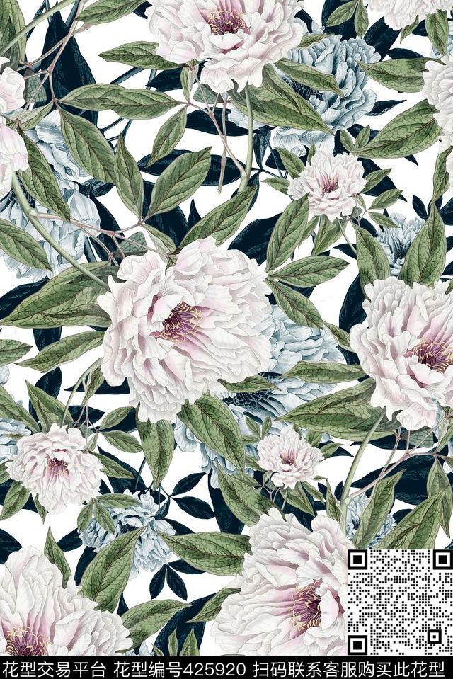 花卉花朵花纹数码印花华亿平台下载（图片编号: 425920） - 瓦栏（Walan）