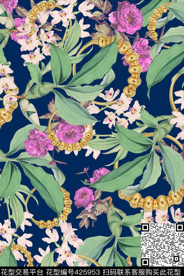 花卉珠宝花朵数码印花华亿平台下载（图片编号: 425953） - 瓦栏（Walan）