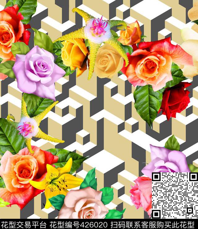 几何数码印花华亿平台下载（图片编号: 426020） - 瓦栏（Walan）