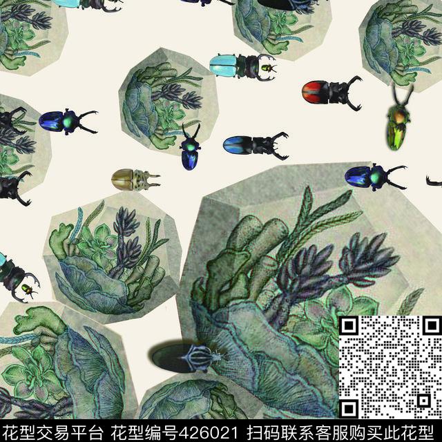 复古化石纹理昆虫数码印花华亿平台下载（图片编号: 426021） - 瓦栏（Walan）