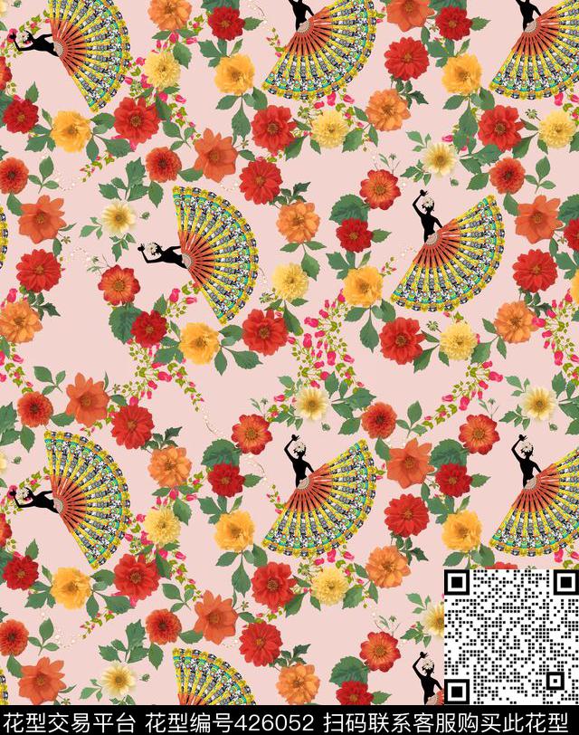 时尚创意跳舞人物数码印花华亿平台下载（图片编号: 426052） - 瓦栏（Walan）