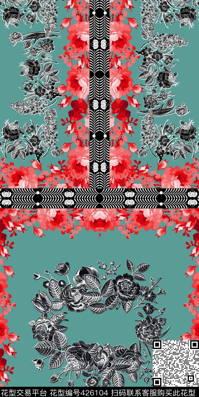 花卉软薄绸花卉复古传统印花华亿平台下载（图片编号: 426104） - 瓦栏（Walan）