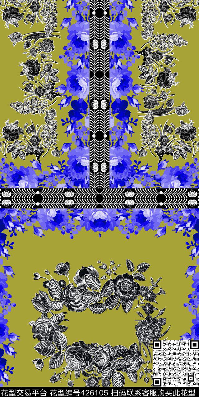 花卉软薄绸花卉复古传统印花华亿平台下载（图片编号: 426105） - 瓦栏（Walan）