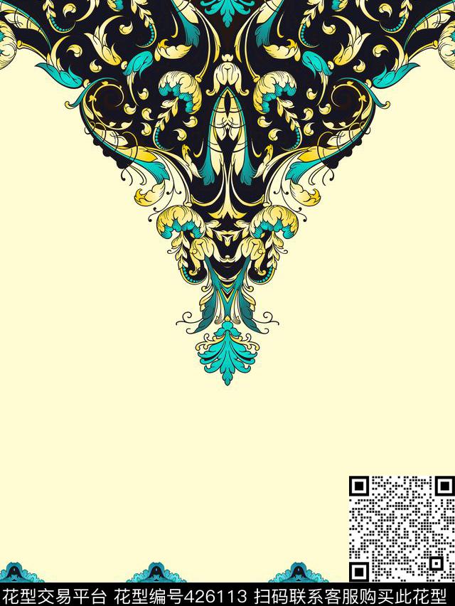 欧美复古抽象数码印花华亿平台下载（图片编号: 426113） - 瓦栏（Walan）