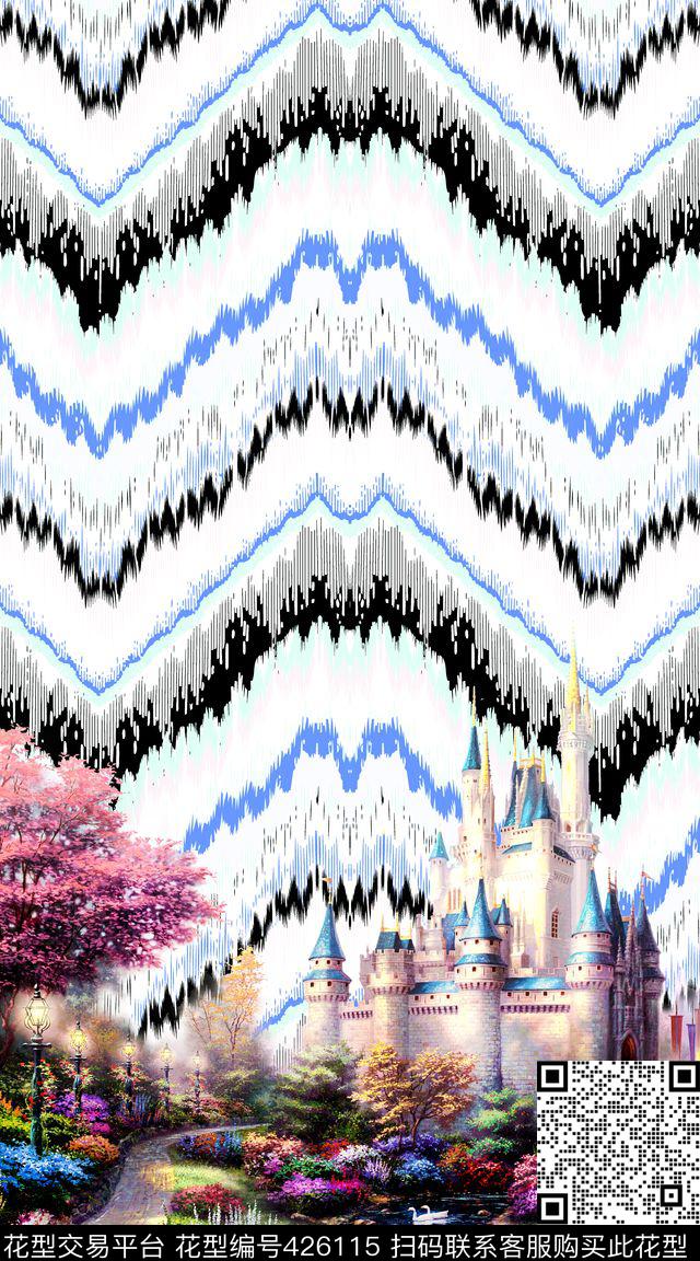 欧式建筑花纹数码印花华亿平台下载（图片编号: 426115） - 瓦栏（Walan）